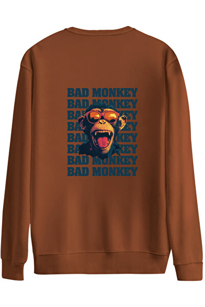 BetterThanCo Bad Monkey Printed Crew Neck Oversized Sweatshirt