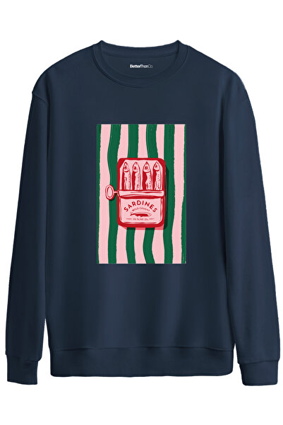 BetterThanCo Sardines Printed Crew Neck Oversized Sweatshirt