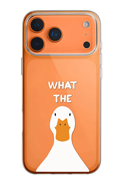 mooodcase iPhone 17 Pro Uyumlu What The Duck Desenli Şeffaf Silikon Telefon Kılıfı