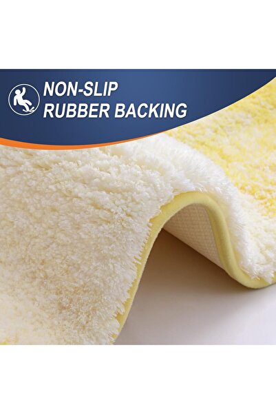 Faria Bath Mat, Fluffy and Absorbent, 41x61cm, Microfiber Non-Slip Base, Machine Washable, Yellow