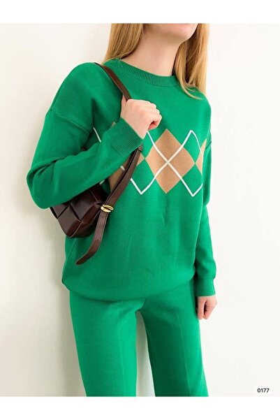 Modafeminen Knitwear Set Tr0177 Emerald