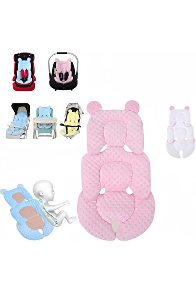 Generic Stroller/Car Seat Cushion Pad — Thick Cotton Universal Liner with Head & Neck Support (Pink)