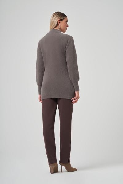 Nuss Pocket Detail Angora Cardigan 7008 Smoked