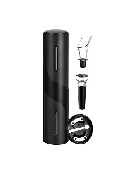 zola Electric bottle corkscrew set, with cut, easy and quick to use, with wine stopper, black, 23x4.8 cm