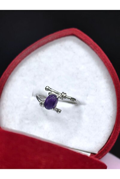 argint 925 AMETHYST NATURAL STONE ADJUSTABLE RING