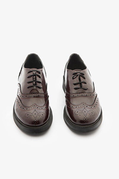 SAYL Бургунди Rugan Дамски ежедневни обувки от естествена кожа с връзки