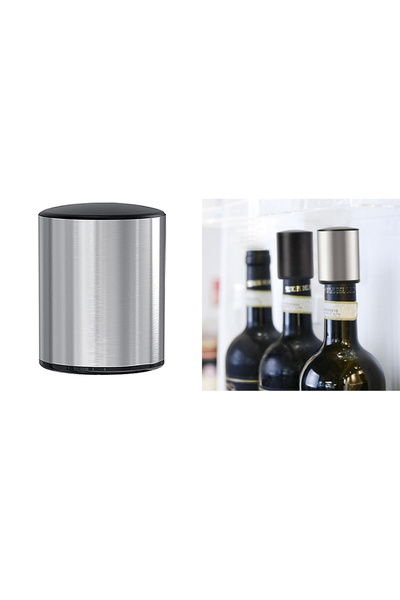 zola Wine bottle stopper,maintains taste and aroma, plastic, 4x5.5 cm, silver