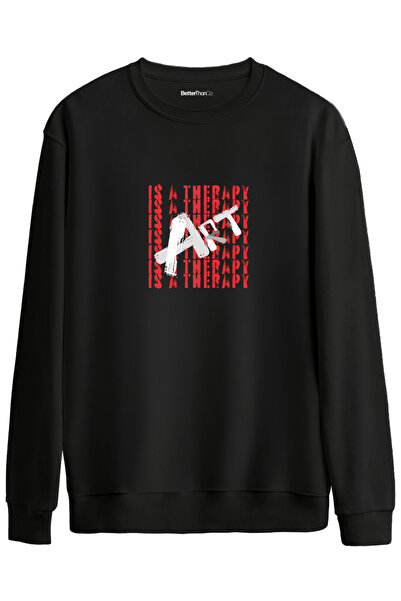 BetterThanCo الفن هو علاج مطبوع سويت شيرت برقبة دائرية قصة فضفاضة