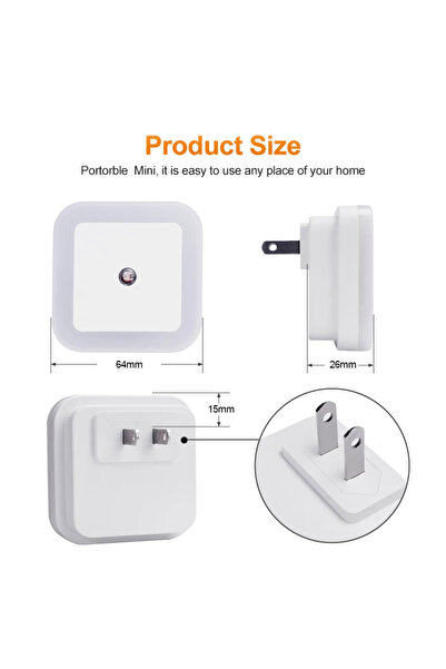 BLUE CORAL Sensor Night Light Plug-In Square Night Lamp Smart Dusk to Dawn Sensor Lamps Nightlight E