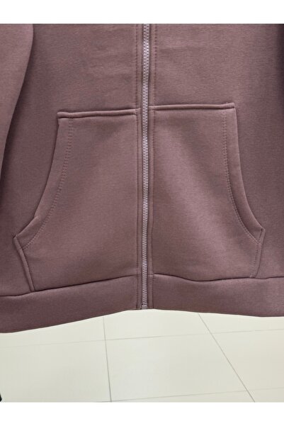 MİHRA STORE Celinda Three Thread Zippered Hooded Cardigan-Zi̇3055 Brown