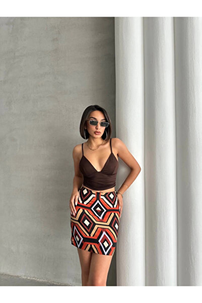 ZENGEZUR MALL Mtxdpn Ethnic Pattern Skirt S25470 Red (164308) (Size: S)