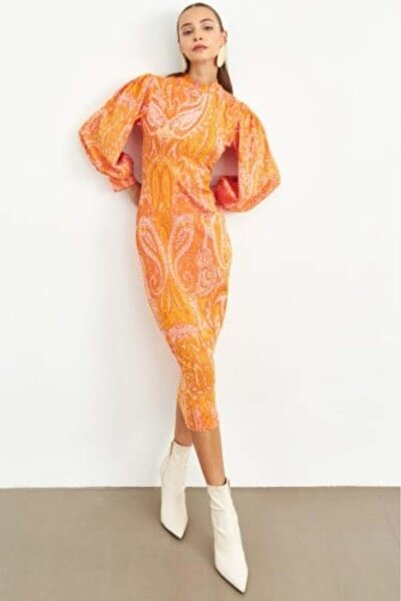 Setre Luxurious Orange Evening Dress - (Made in Turkey)