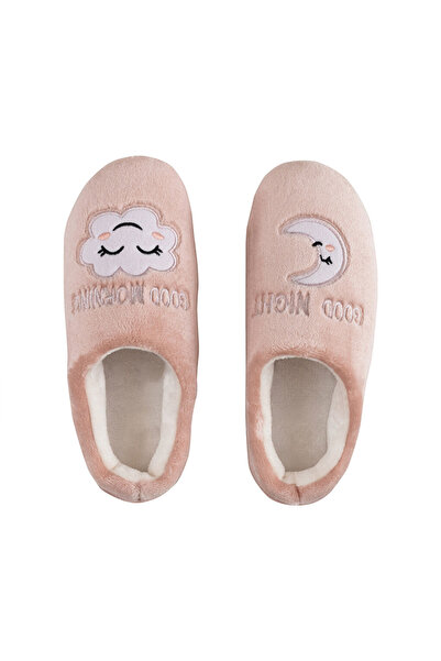 LC Waikiki Lcw Steps Pink Text Embroidered Plush Women's House Slippers