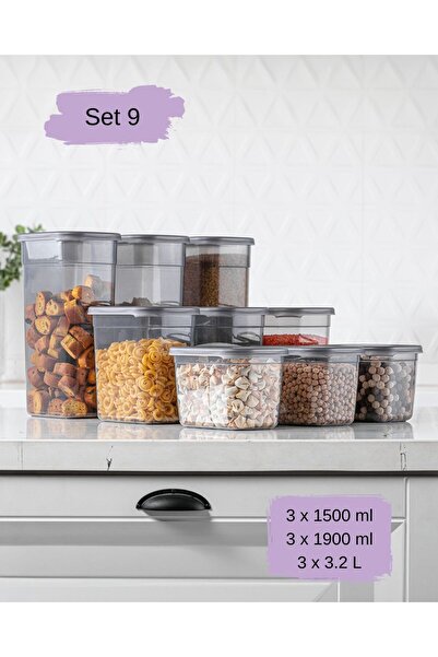 Mira Home SET OF 9 STORAGE CONTAINERS – 1500 ML, 1900 ML, 3.2 L (WITH LABELS)