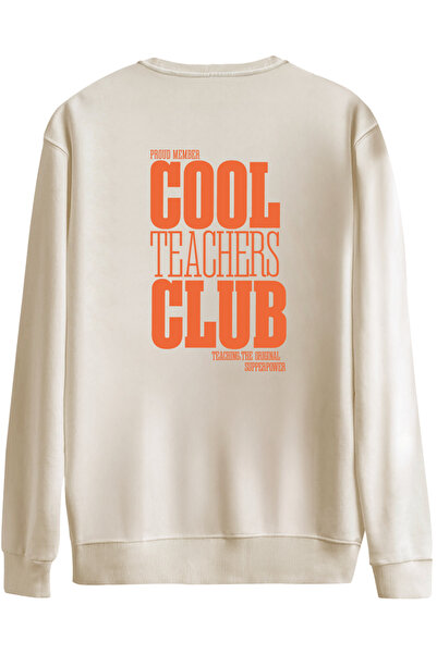 BetterThanCo Cool Teachers Club Printed Crew Neck Oversized Sweatshirt