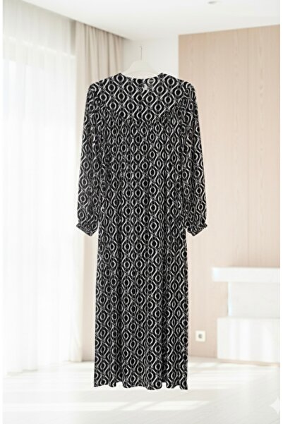 fariza tekstil Wide-Cut Violet Fabric Dress with Drawstring Robe