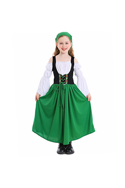 Al Aoyama فستان مزرعة للفتيات على الطراز القرون الوسطى، فستان طويل لمهرجان مي...