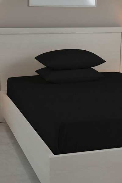 FAVORA 100% Cotton Ranforce Premium Double Bed Sheet Set - Black
