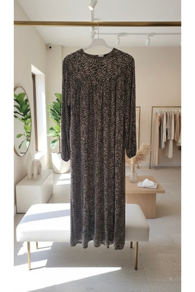 fariza tekstil Wide-Cut Violet Fabric Mother Dress with Drawstring Robe