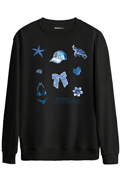 BetterThanCo سويت شيرت بلو بيرسون مطبوع برقبة دائرية قصة فضفاضة