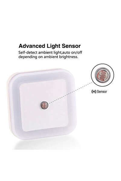 BLUE CORAL Sensor Night Light Plug-In Square Night Lamp Smart Dusk to Dawn Sensor Lamps Nightlight E