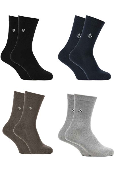 BENİSA ÇORAP Men's Lambswool Wool Winter Multicolor Socks 4 Pack
