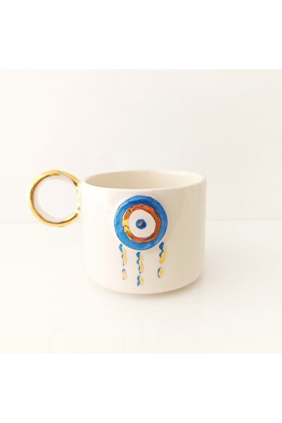 ADAMODART Nazar Boncuğu 24K Gold Detailed Ceramic Mug