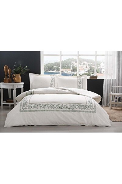 Özdilek Ranforce Double Size Cream Bordado Duvet Cover Set