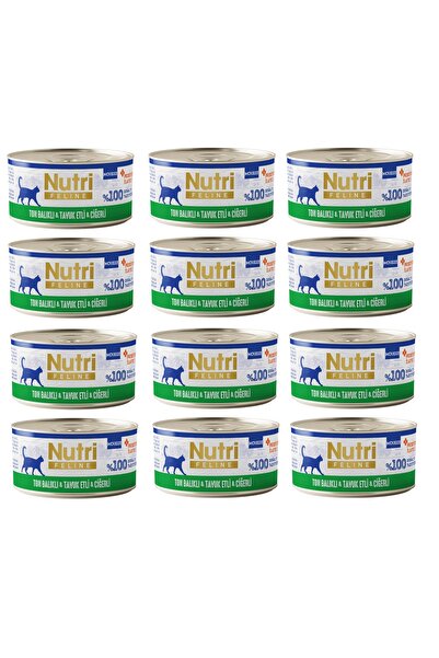Nutri Feline Ton Balıklı, Tavuk Etli ve Ciğerli Mousse Tahılsız Kedi Konserve...
