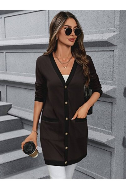 JANES Γυναικεία μακρυμάνικη ζακέτα με κουμπιά μπροστά και τσέπες