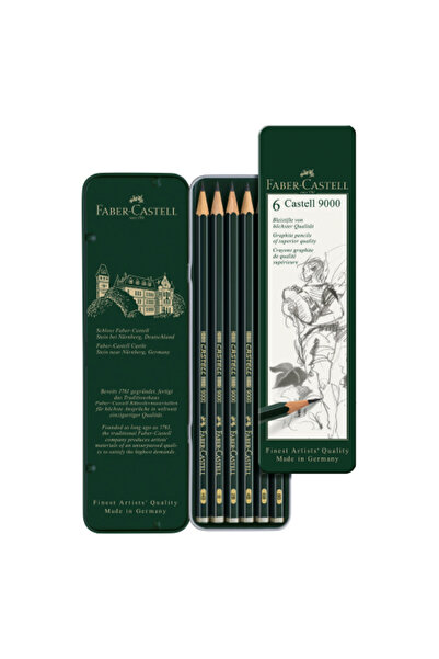 Faber Castell أقلام رصاص كاستل 9000 جرافيت - علبة بستة ألوان