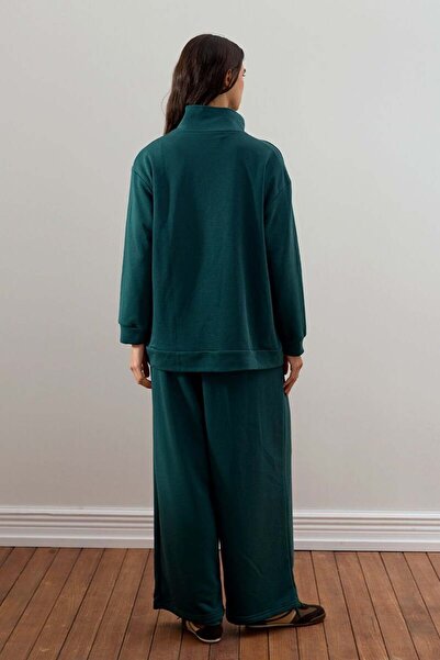 Ceylan Otantik Zümrüt 3 Thread Half Zipper Tracksuit Set