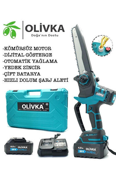 OLİVKA OLV-65 AKÜLÜ TESTERE 2 adet 4 Ah akülü + yedek zincir ( Otomatik Yağla...
