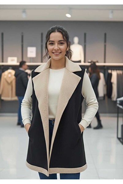 NevaMar Long Suede Vest with Fur Inside