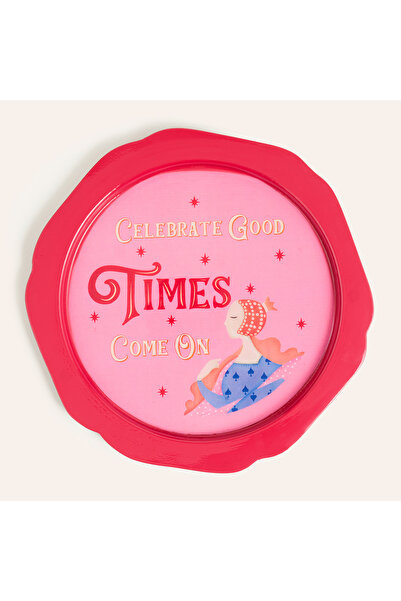 Zsa Zsa Zsu Nanpur Demir Dekoratif Tepsi 26x26x2 Cm Kırmızı