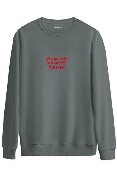 BetterThanCo Întotdeauna târziu cu imprimeu guler rotund supradimensionat Swe...