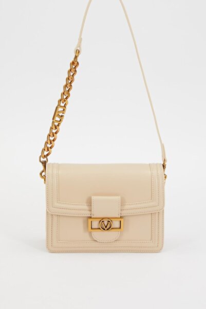 Levidor Cream Leather Chain Strap Shoulder Bag