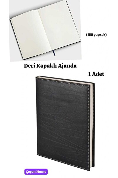 ÇEÇEN HOME Leather Covered Agenda Notebook Undated Plain Agenda (160 Sheets - 17X24Cm - 70 Gr. Paper)