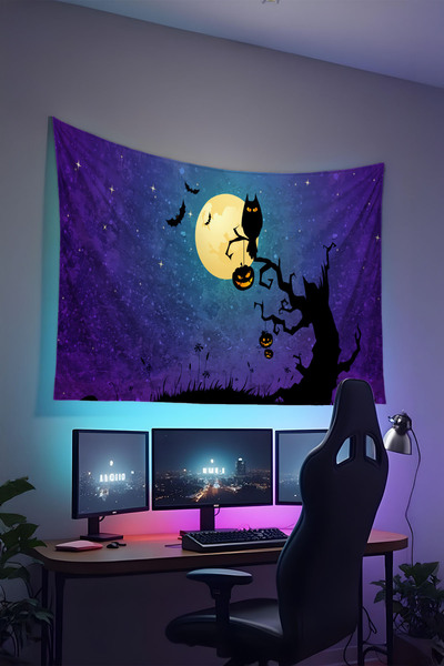 RUGRUMBA Хелоуин стенно покритие – тема за геймъри, висококачествена тъкан, г...