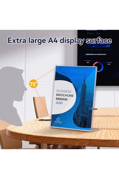 Slasa A4 Acrylic L-Shape Desktop Display Stand 4 Pack Transparent Restaurant Use