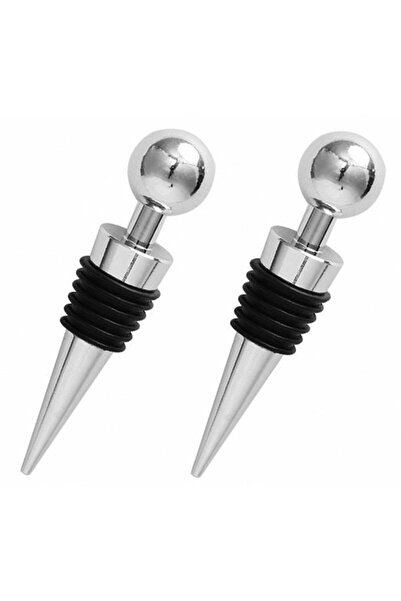 zola Set of two wine bottle stoppers, plastic, length 9 cm, silver/black