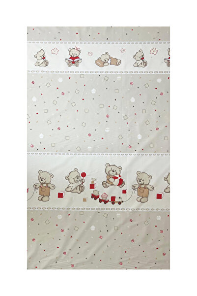 Beberoyal Bears & Toys 7-piece Cotton Bedding Set for 120x60 cm Mattress, Beige, LJ-007-110