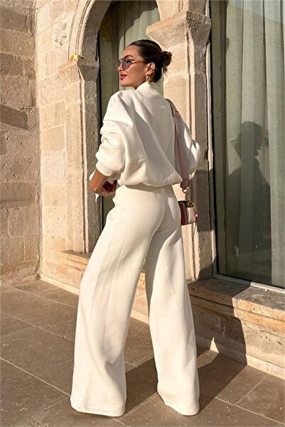 Neşeli Butik Women Three Thread Fleece-Lined Oversized Sweatshirt Tracksuit Set Mln003