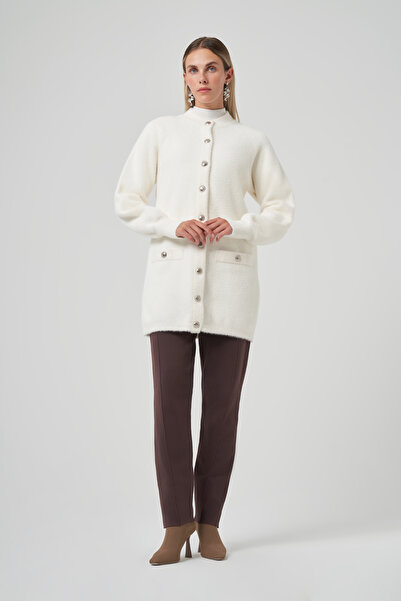 Nuss Pocket Detail Angora Cardigan 7008 Ecru