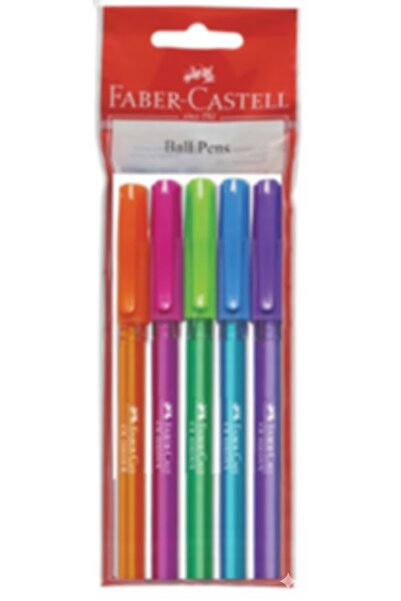 Faber Castell قلم حبر جاف CX7 - 0.7 مم ألوان فلورية، عبوة من 5 أقلام
