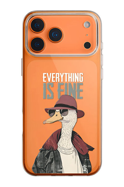 mooodcase iPhone 17 Pro Uyumlu Everything is Fine Desenli Şeffaf Silikon Telefon Kılıfı