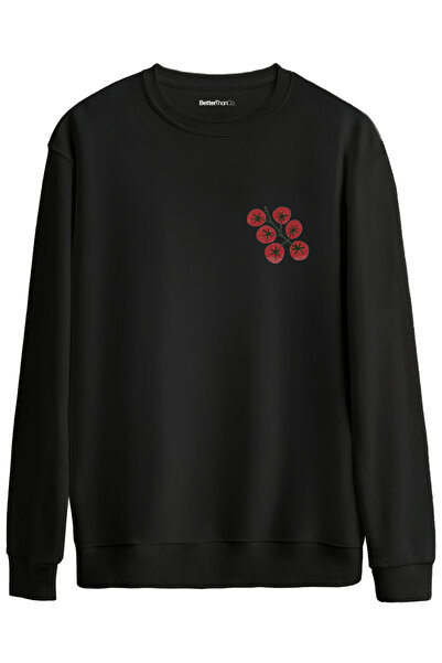 BetterThanCo Roșii cu imprimeu guler rotund supradimensionat Swea tricou