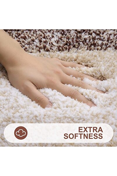 Faria Bath Mat, Fluffy and Absorbent, 41x61cm, Microfiber Non-Slip Base, Machine Washable, Brown
