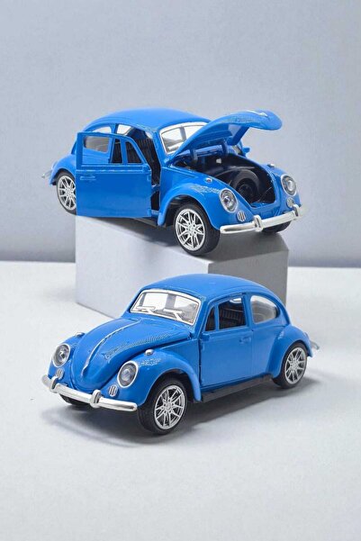 Fidan oyuncak Classic Metal Pull Back Beetle Model Car Blue