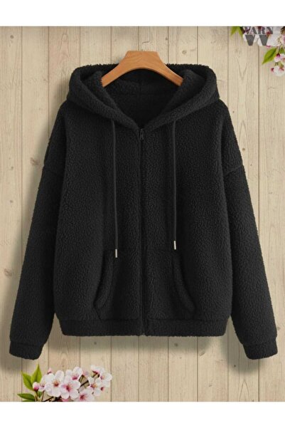 BRLKN Μακρυμάνικο από βελούδινο ύφασμα με κουκούλα Ζακέτα με τσέπες καγκουρό oversized Χειμώνας